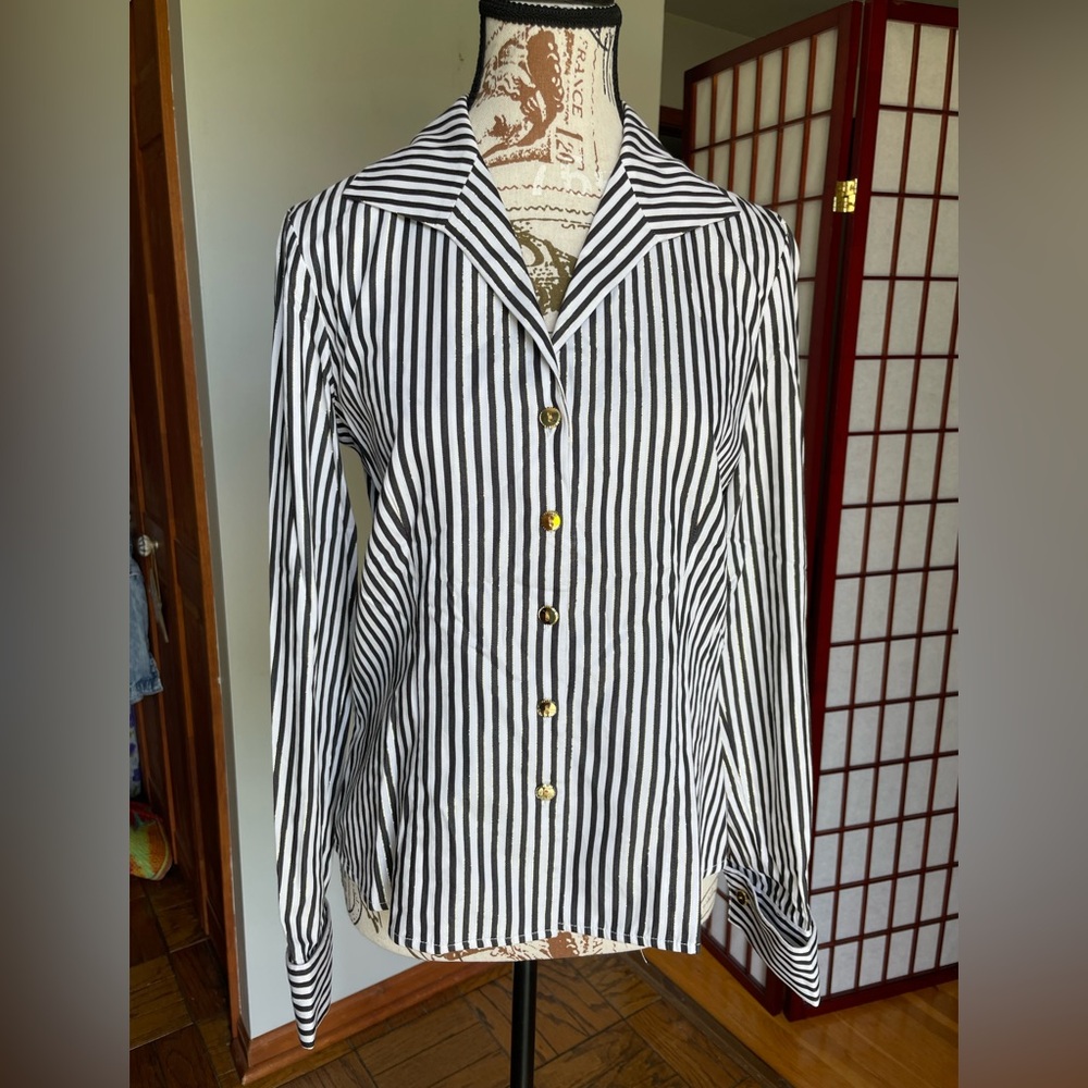 Jones New York Signature Striped Blouse, Size S